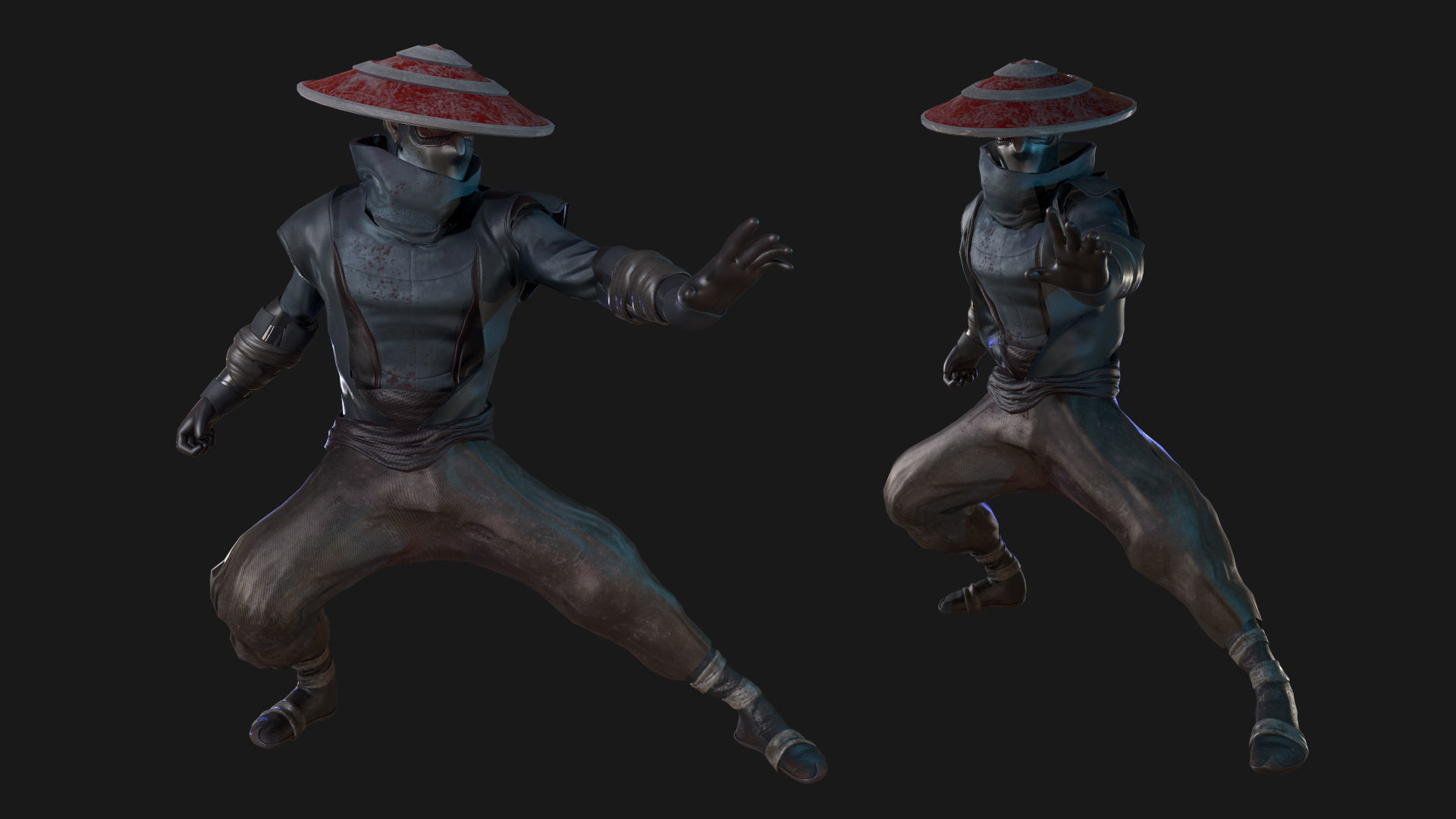 Ninja character wearing hat Low-poly 3D model_2