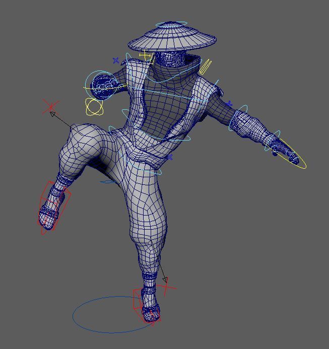Ninja character wearing hat Low-poly 3D model_3