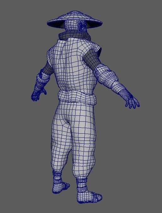 Ninja character wearing hat Low-poly 3D model_6