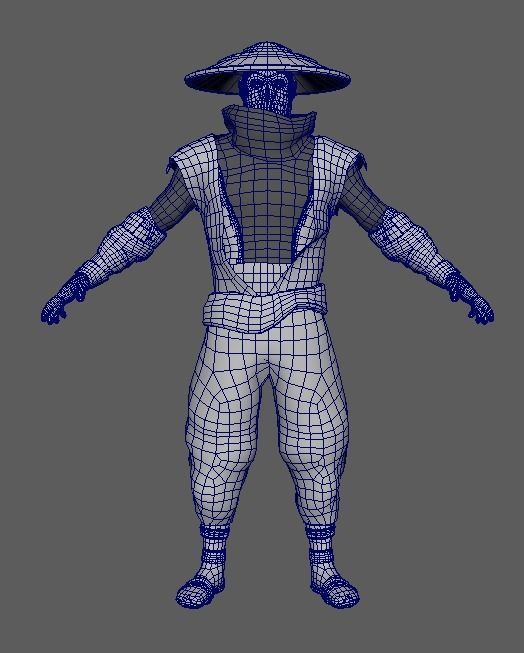 Ninja character wearing hat Low-poly 3D model_5