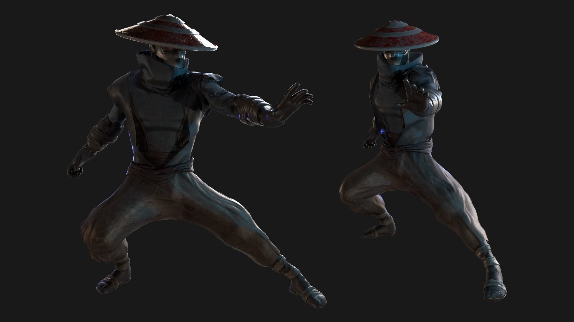 Ninja character wearing hat Low-poly 3D model_1