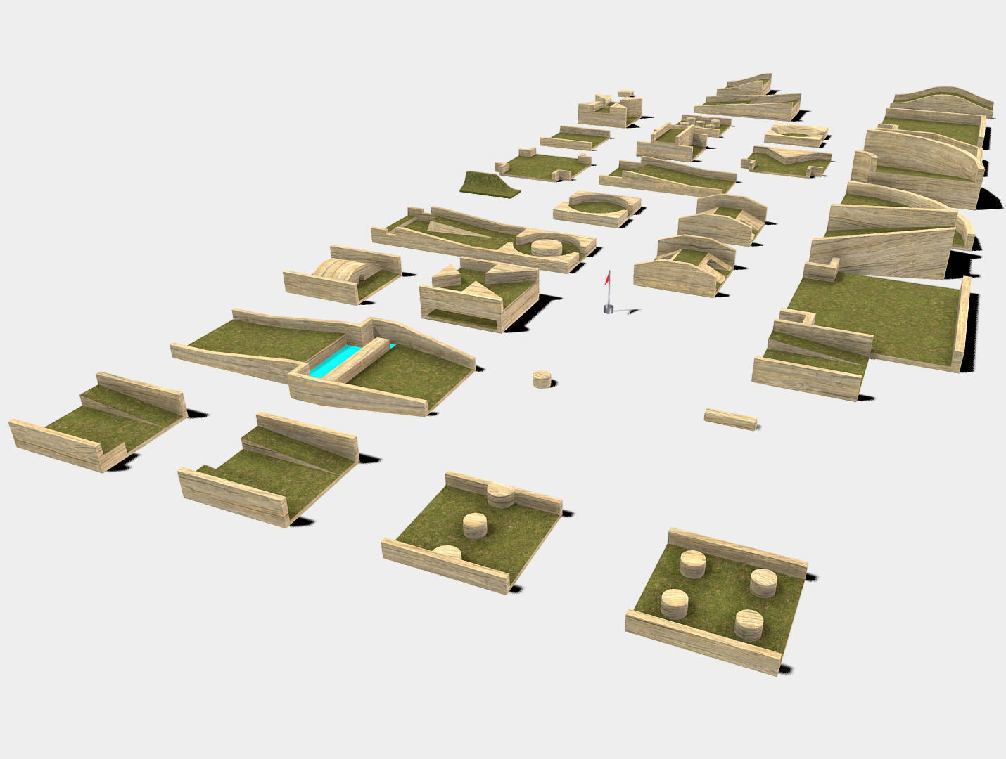 Modular Mini Golf Low-poly 3D model_1