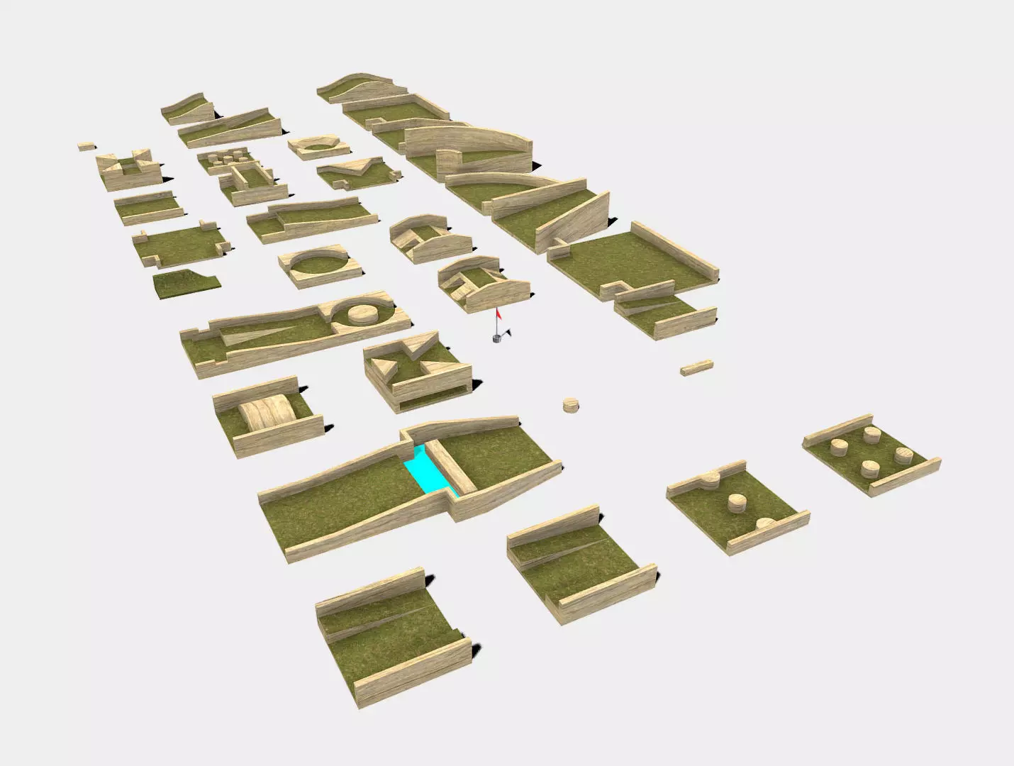 Modular Mini Golf Low-poly 3D model_0