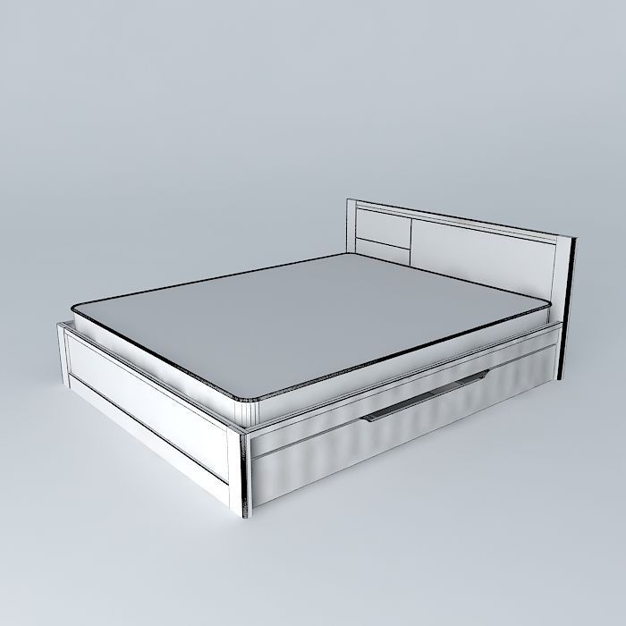 bed frame with drawers Free 3D model_4