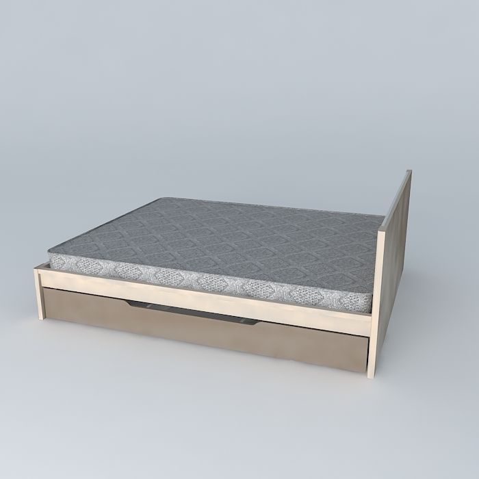 bed frame with drawers Free 3D model_1