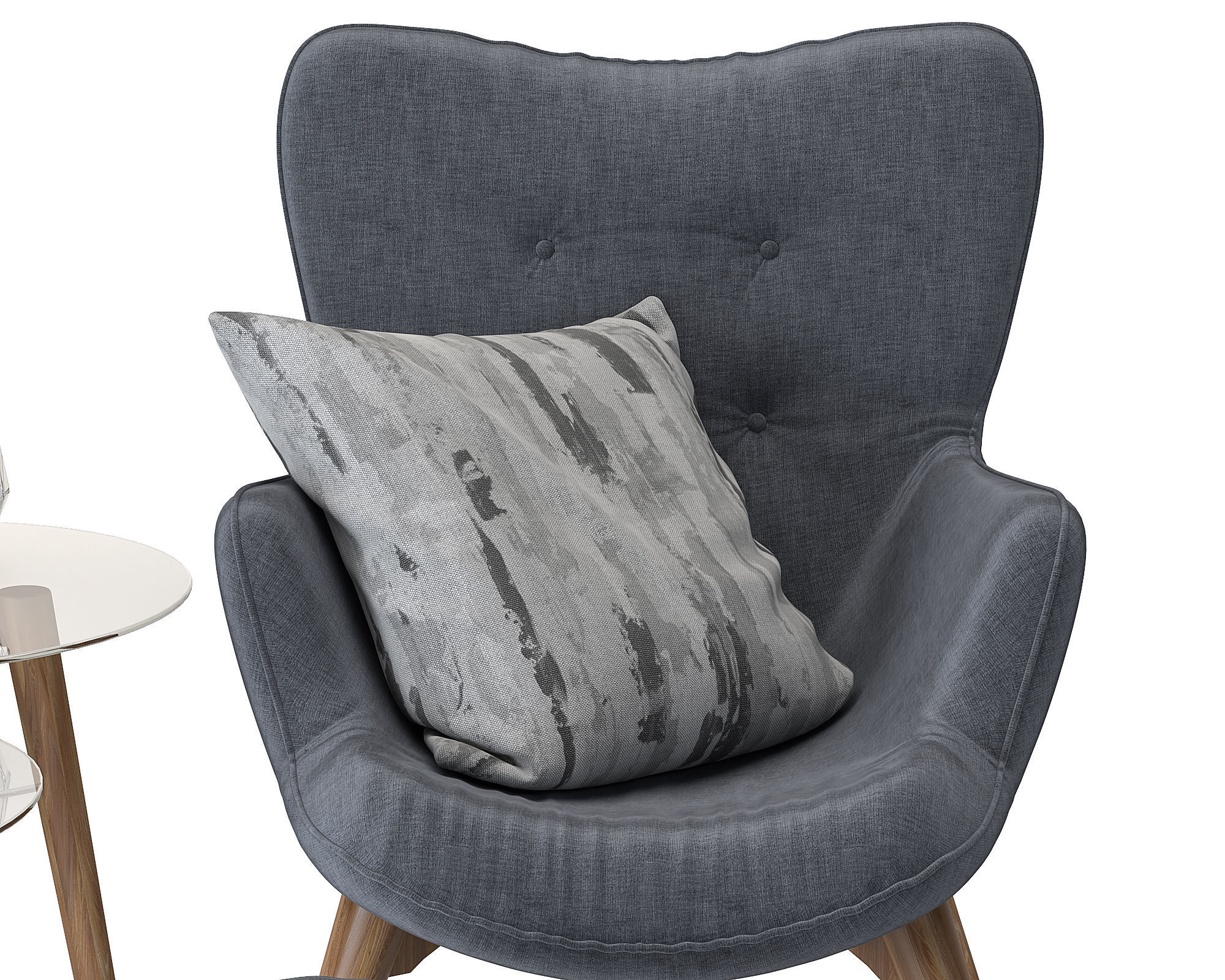 Armchair with pouf 3D model_2