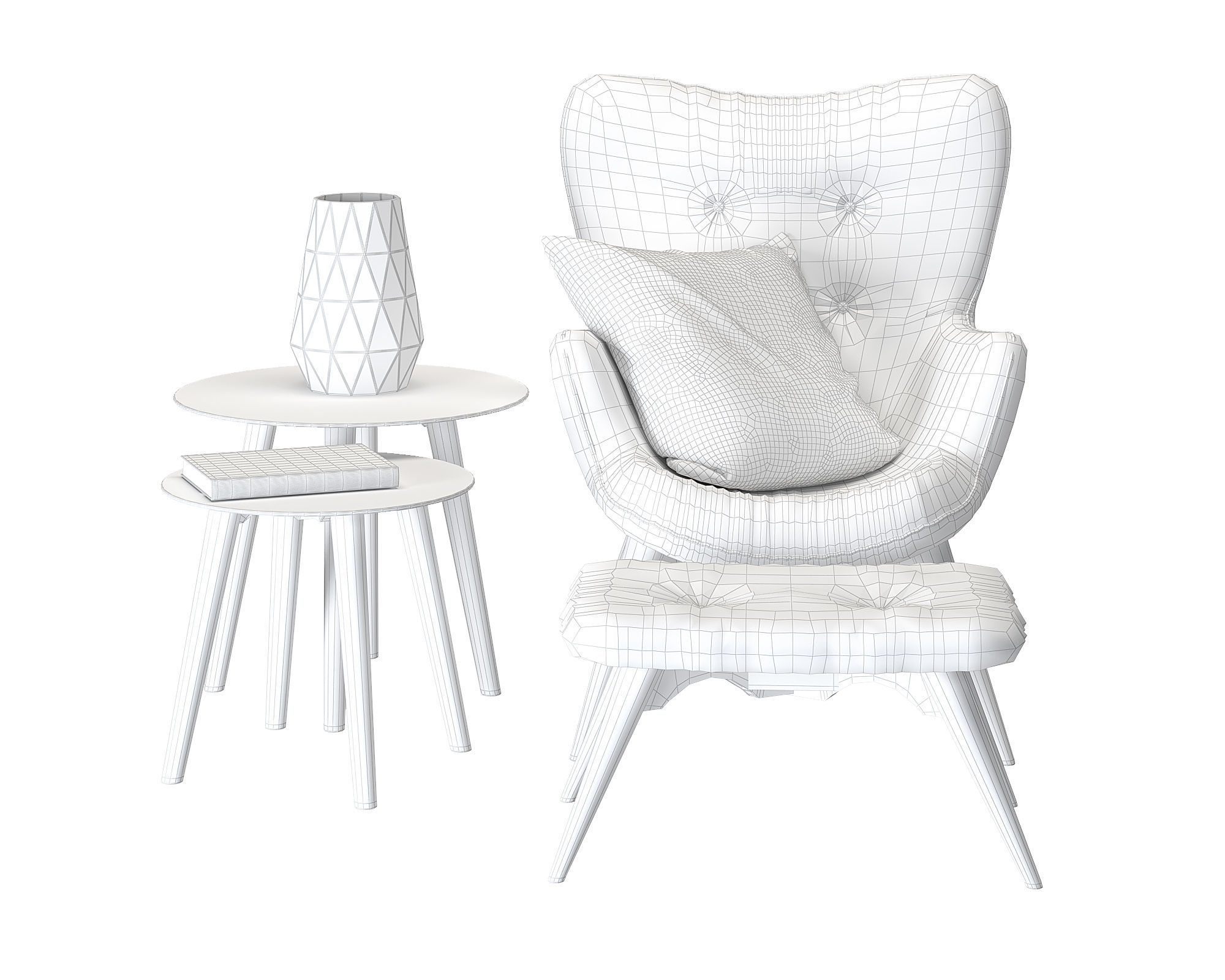 Armchair with pouf 3D model_5