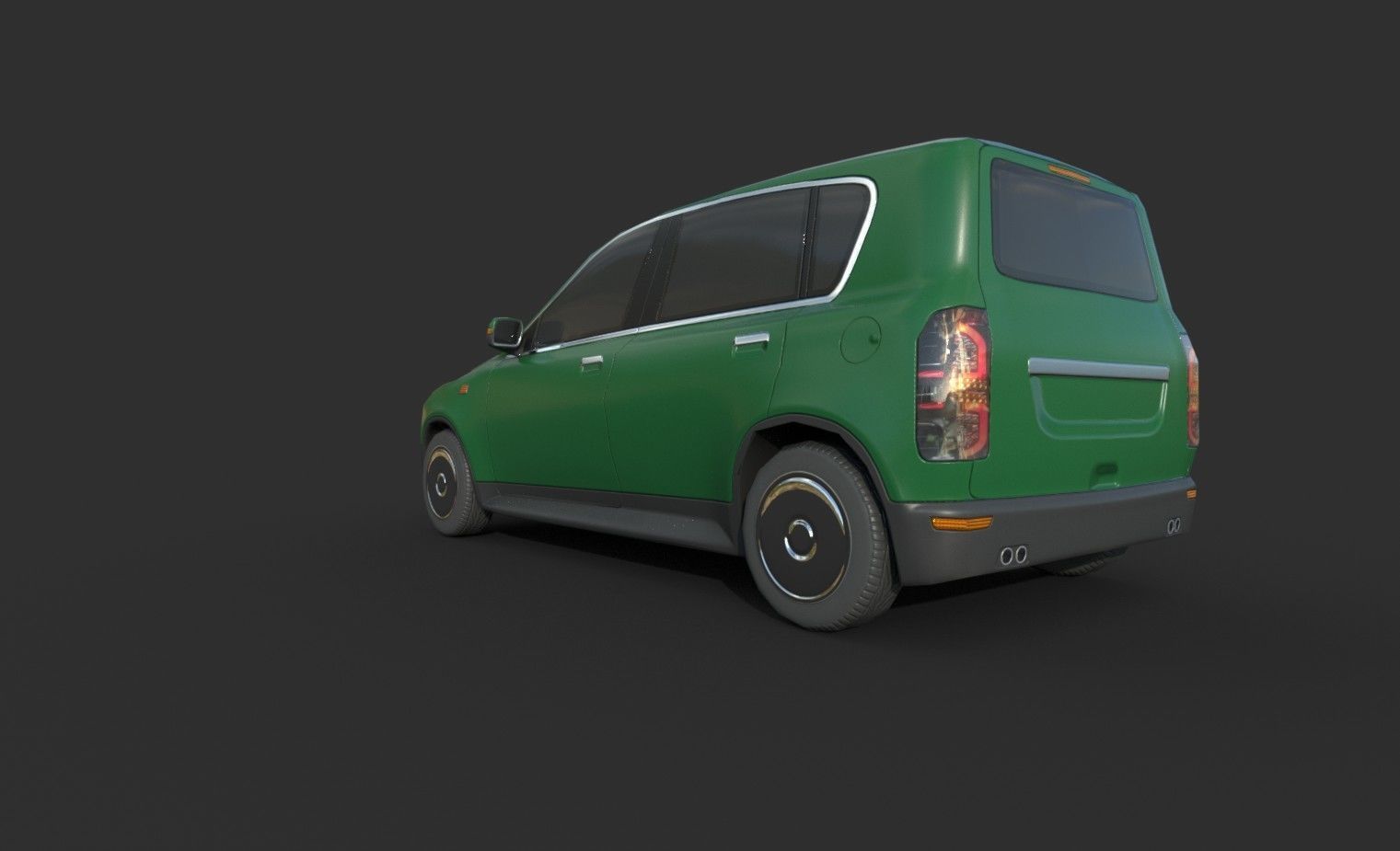 Generic Hatchback 01 Clean Green Low-poly 3D model_4