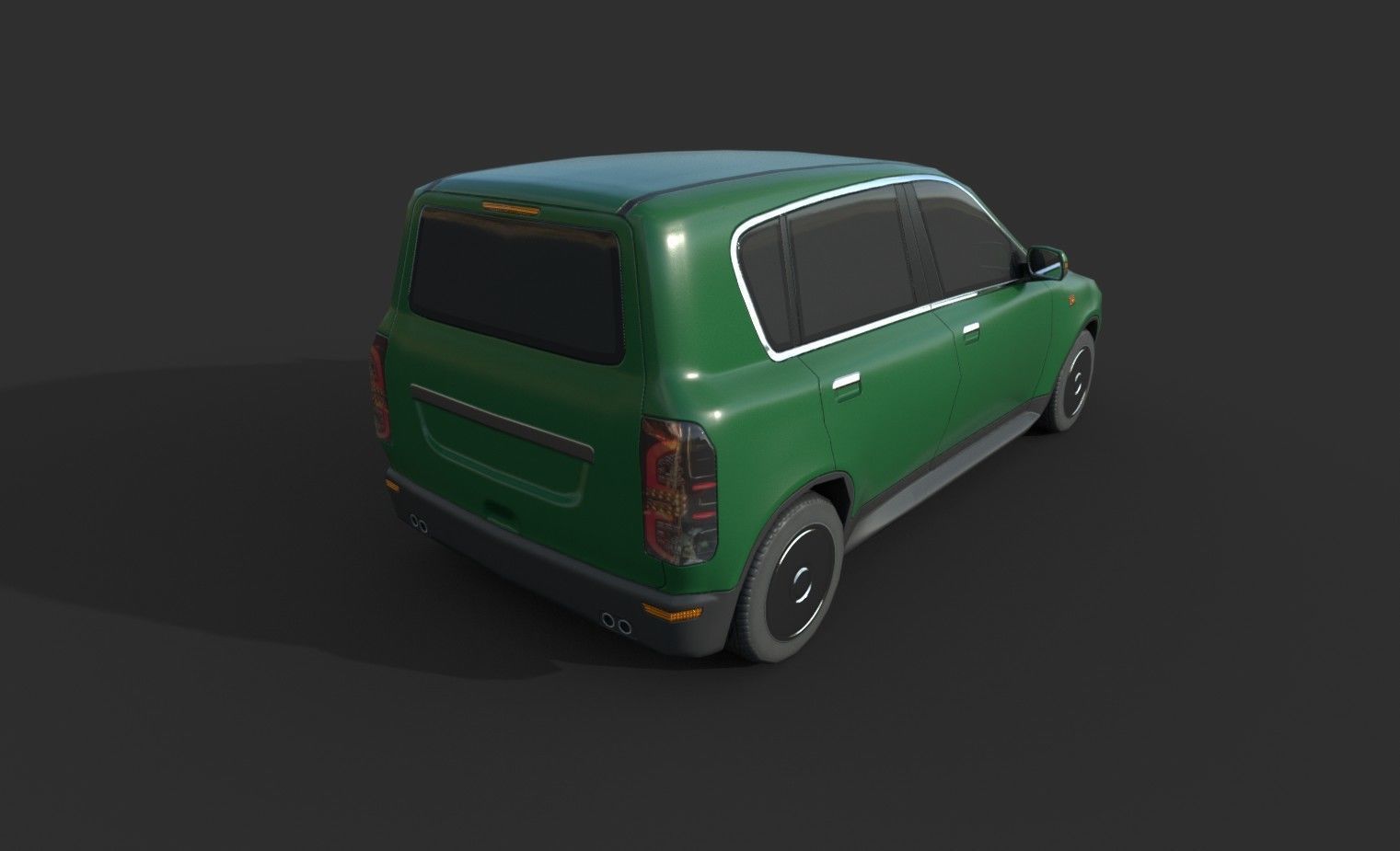 Generic Hatchback 01 Clean Green Low-poly 3D model_2