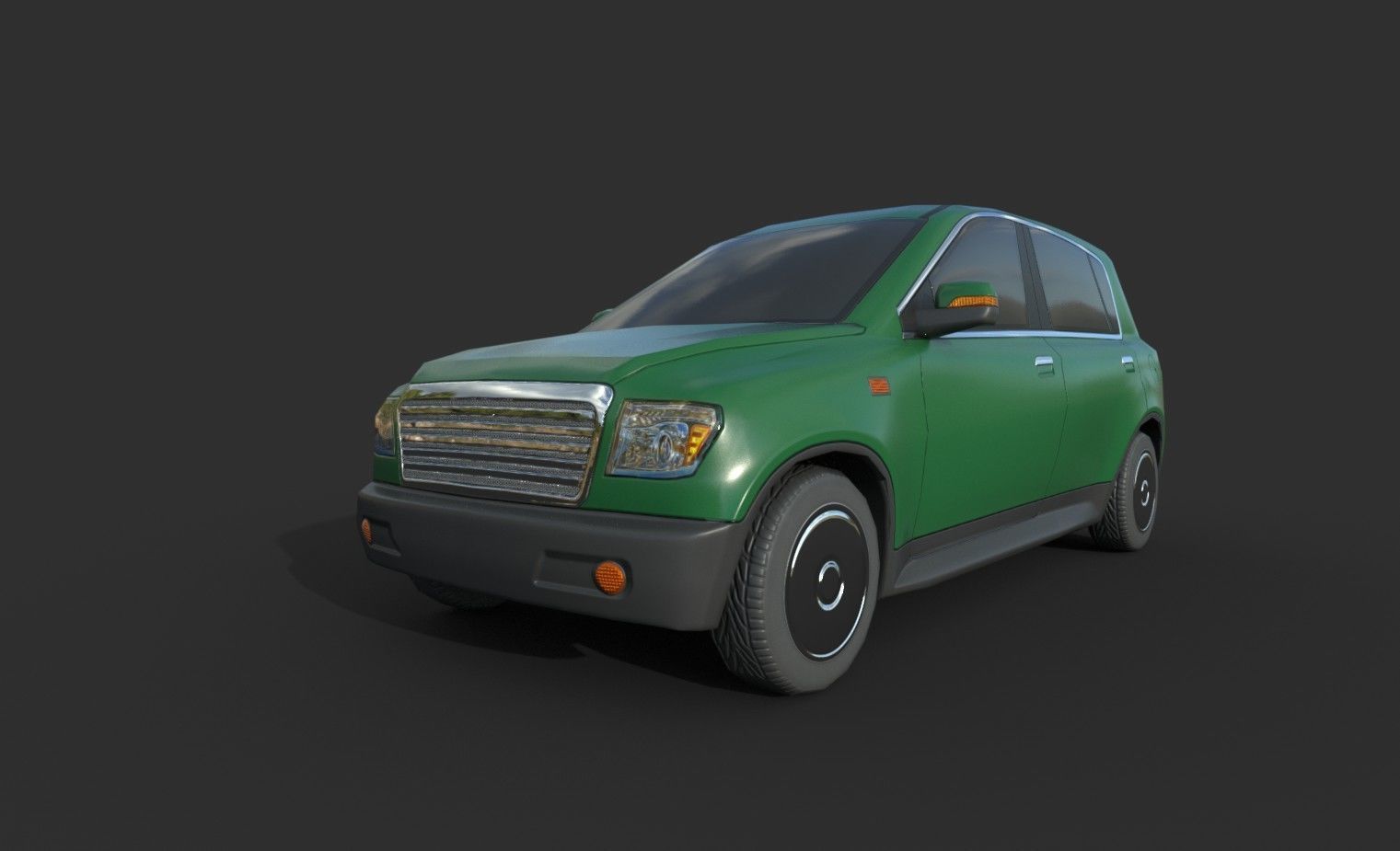 Generic Hatchback 01 Clean Green Low-poly 3D model_7