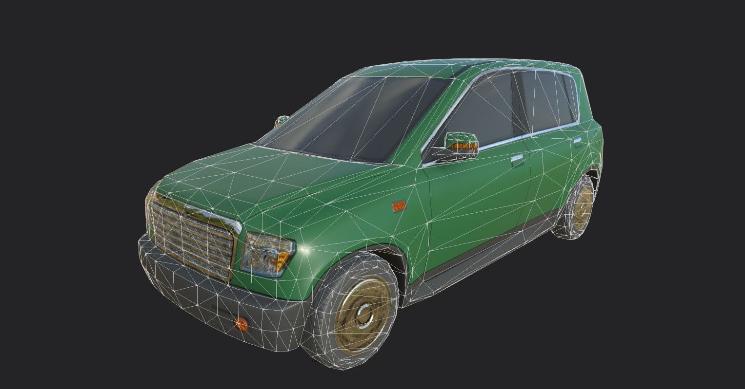 Generic Hatchback 01 Clean Green Low-poly 3D model_11