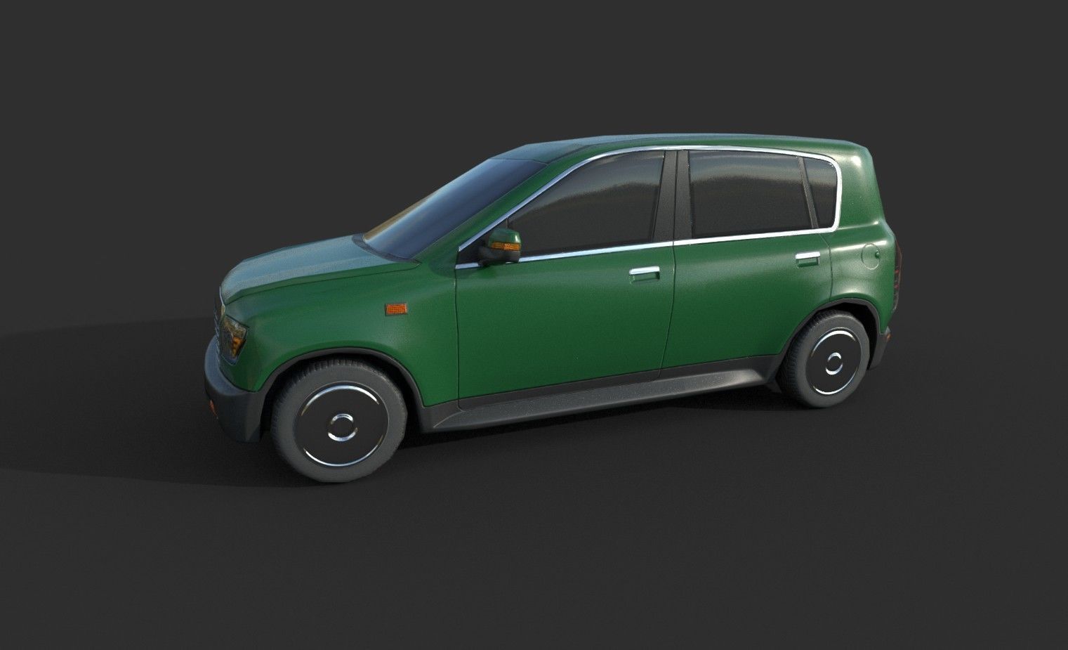 Generic Hatchback 01 Clean Green Low-poly 3D model_3
