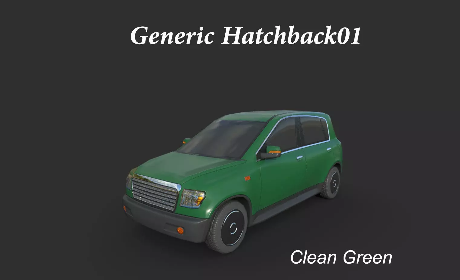 Generic Hatchback 01 Clean Green Low-poly 3D model_0