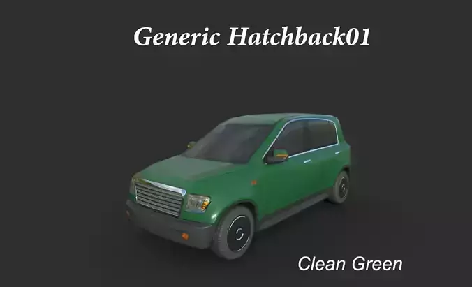 Generic Hatchback 01 Clean Green Low-poly 3D model