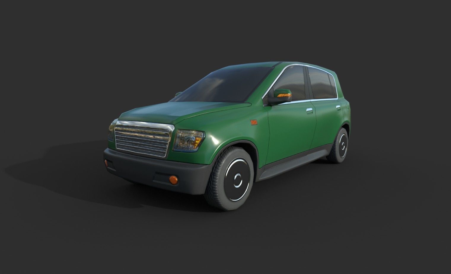 Generic Hatchback 01 Clean Green Low-poly 3D model_1