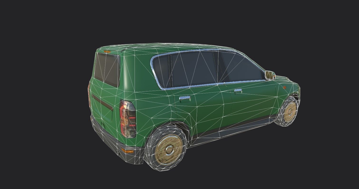Generic Hatchback 01 Clean Green Low-poly 3D model_12
