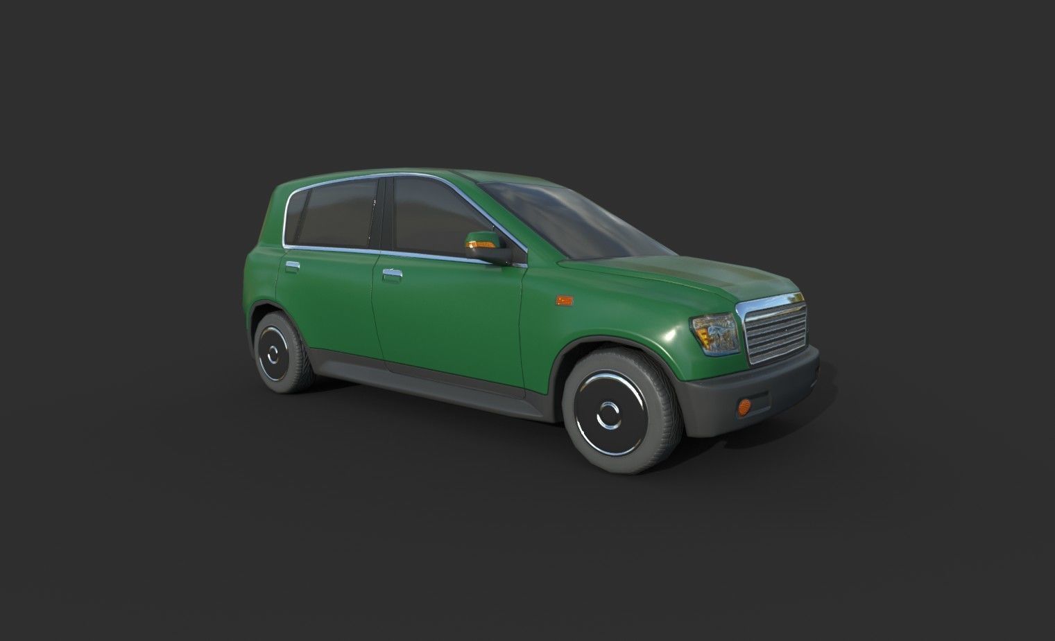 Generic Hatchback 01 Clean Green Low-poly 3D model_6