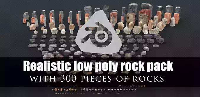 Game and render ready rock pack with 2 LOD phase Low-poly 3D model