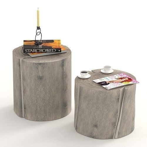Gray tables of stumps with decor 3D model