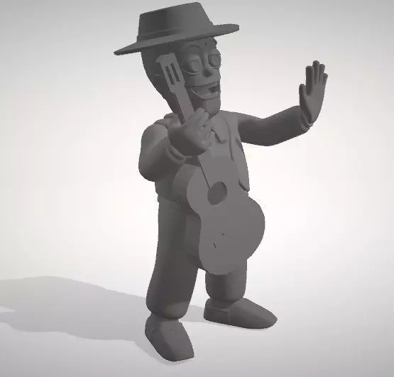 Zenon man wearing hat and holding guitar 3D print model_0