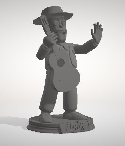 Zenon man wearing hat and holding guitar 3D print model_1