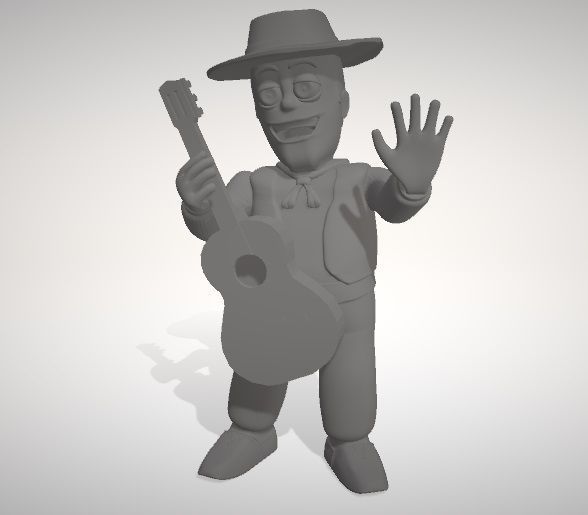 Zenon man wearing hat and holding guitar 3D print model_3
