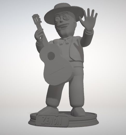 Zenon man wearing hat and holding guitar 3D print model_2