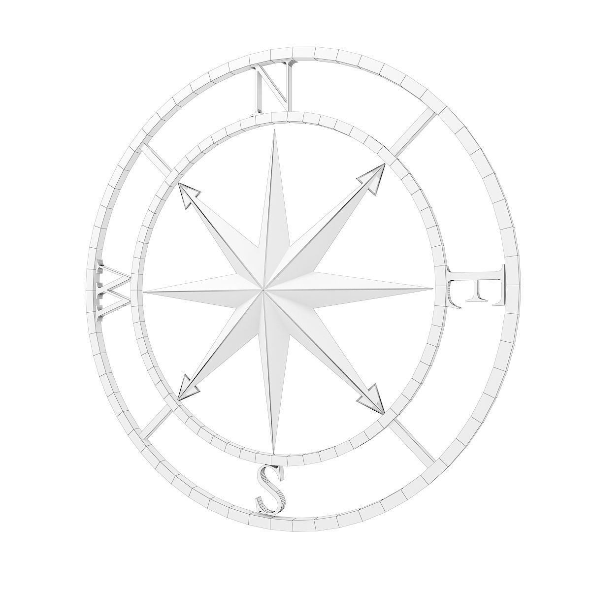 Compass rose  3D model_3