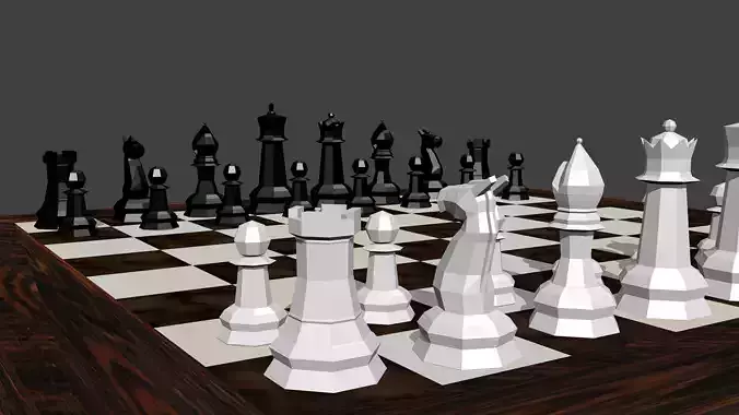 Low Poly Chess Scene