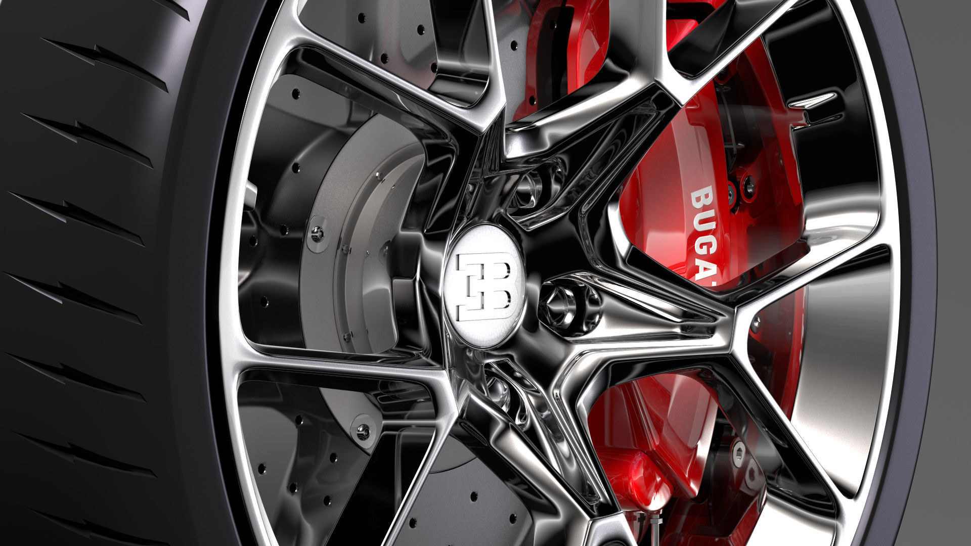 Bugatti Chiron wheel 4 3D model_3