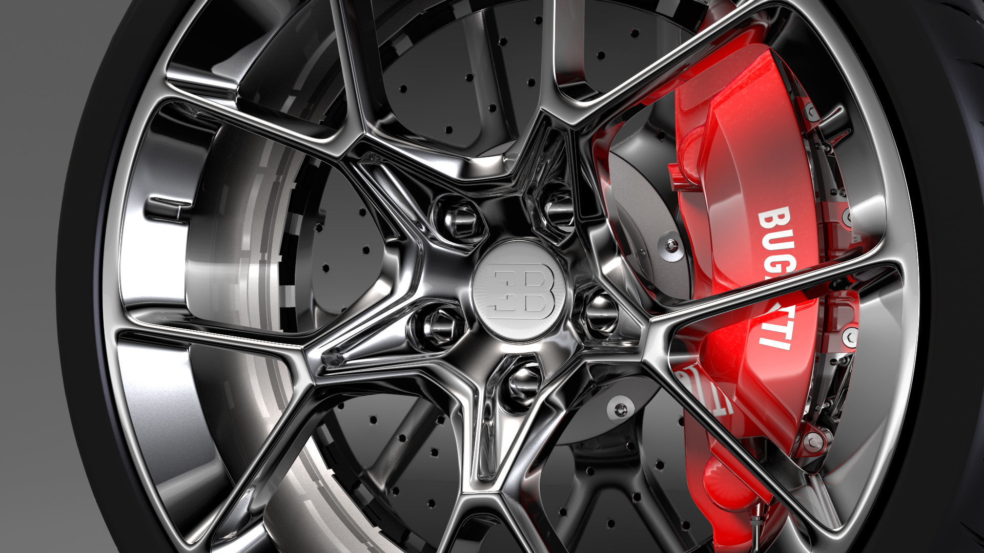 Bugatti Chiron wheel 4 3D model_5