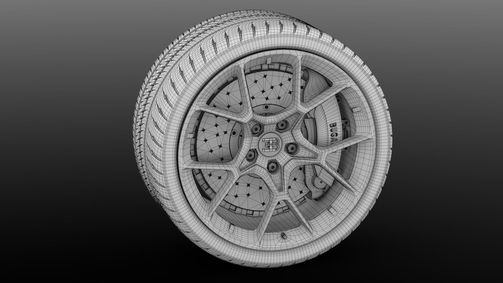 Bugatti Chiron wheel 5 3D model_8