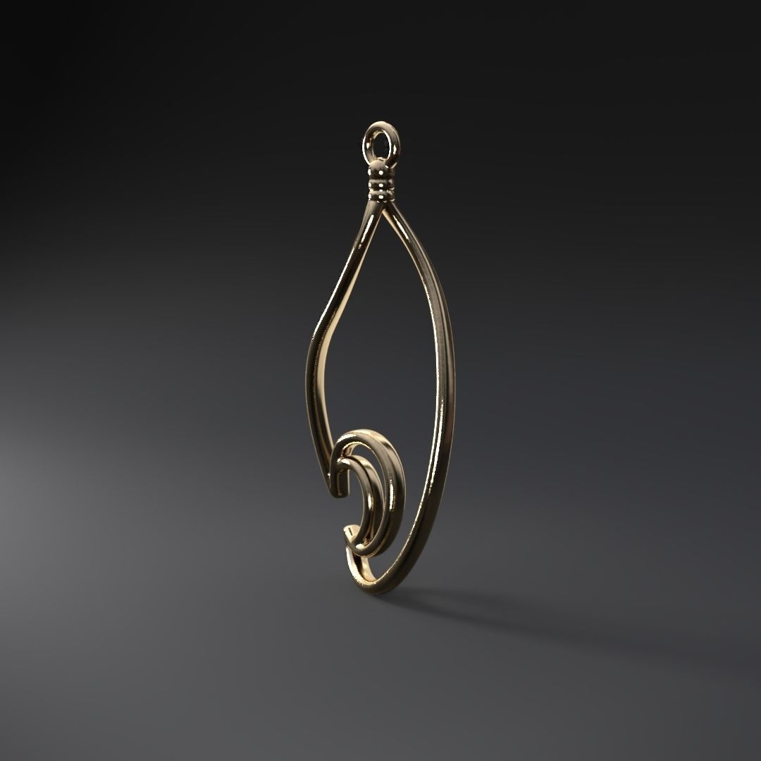 Waterdrop-moon earring 3D print model_9