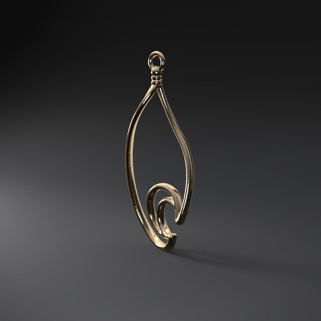 Waterdrop-moon earring 3D print model_4