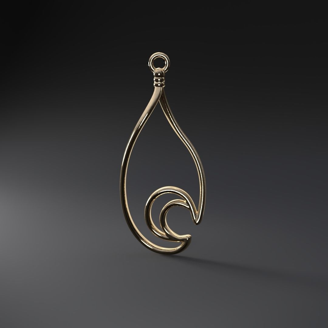 Waterdrop-moon earring 3D print model_3
