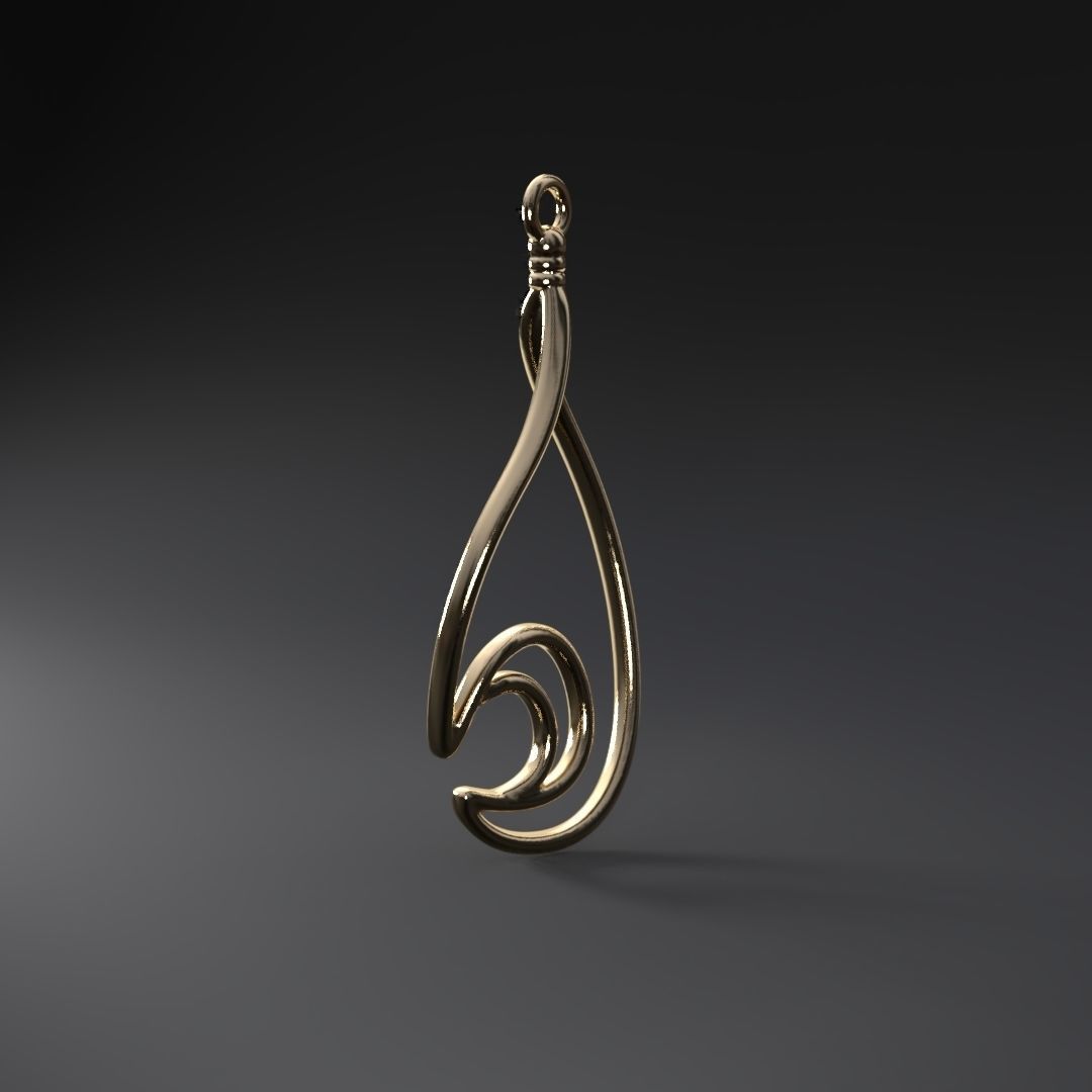 Waterdrop-moon earring 3D print model_7