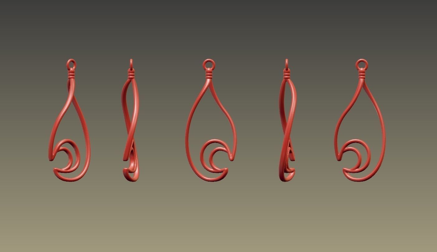 Waterdrop-moon earring 3D print model_12