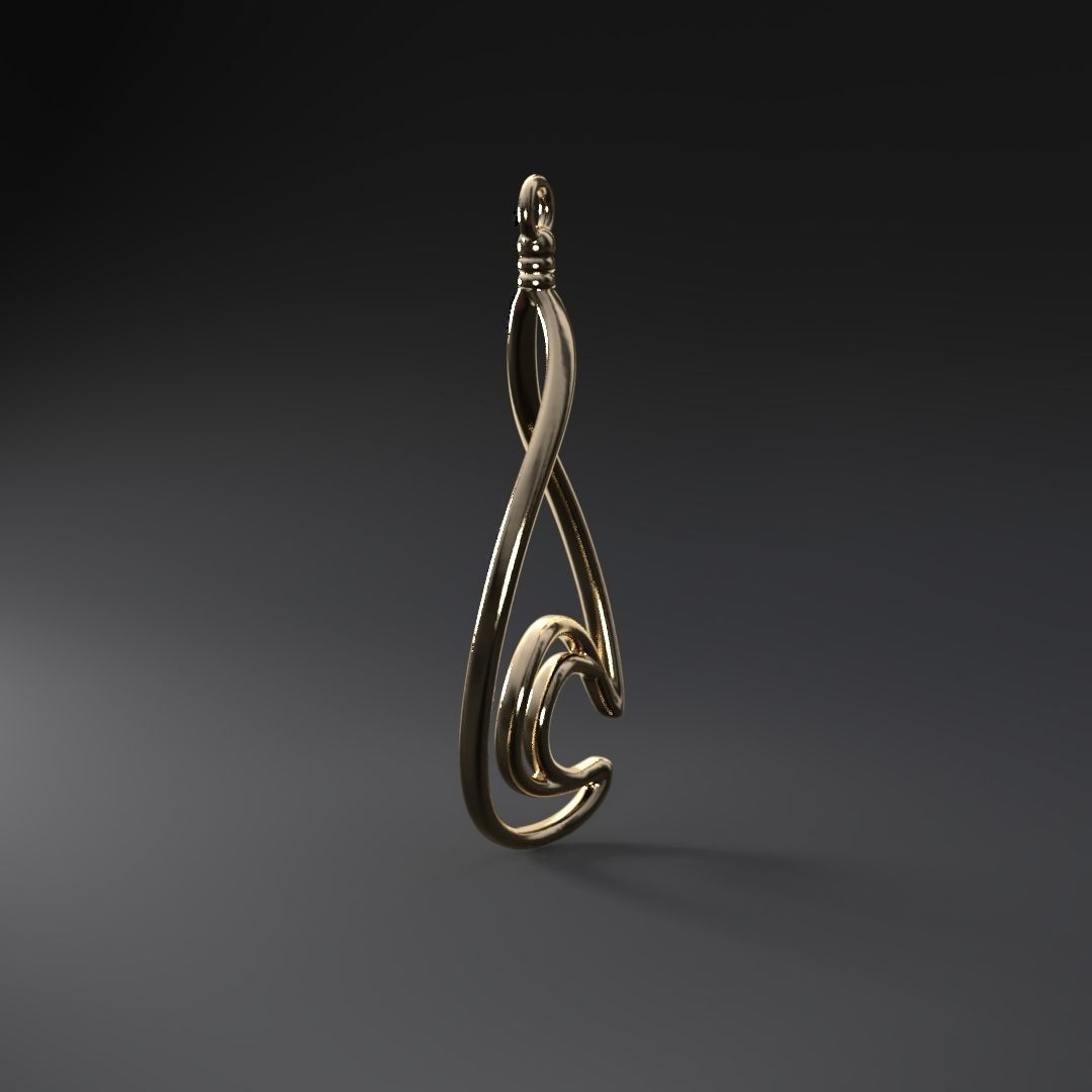 Waterdrop-moon earring 3D print model_11