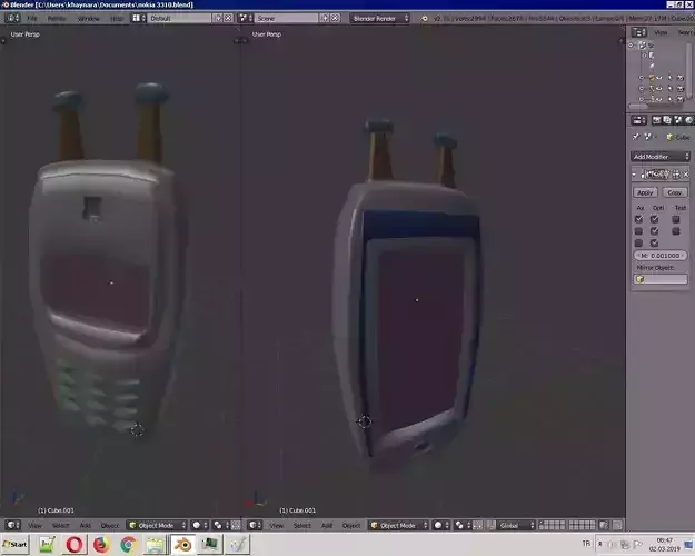 BorPhone computer screen showing two cell phone
