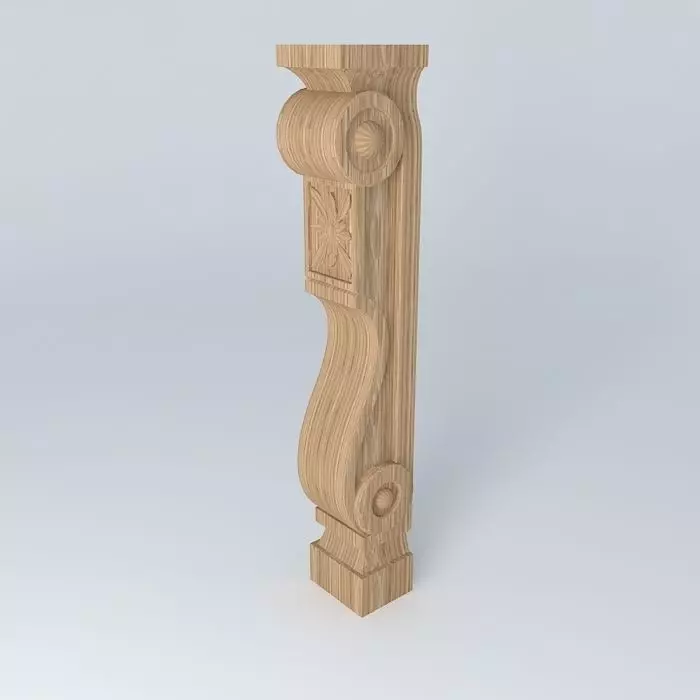 column wooden with carvings Free 3D model_0