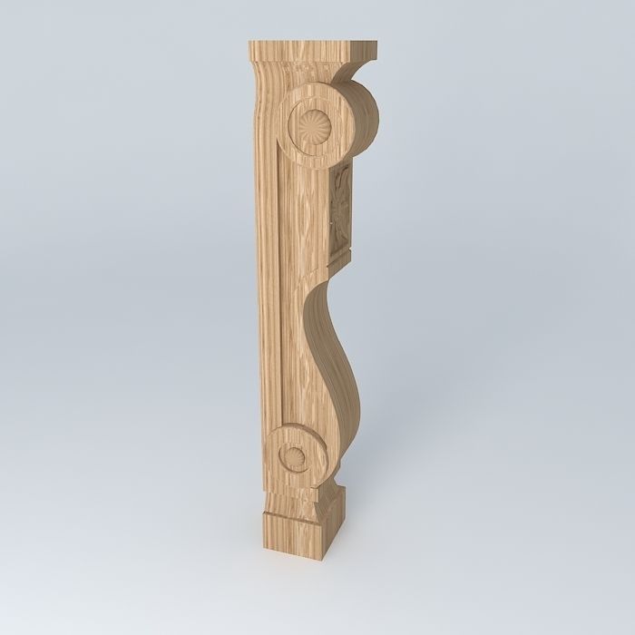 column wooden with carvings Free 3D model_1