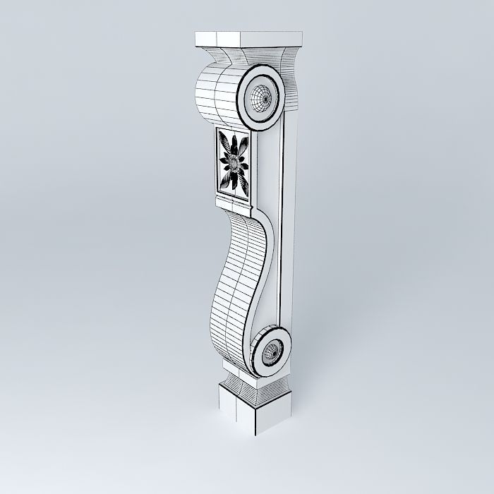 column wooden with carvings Free 3D model_3