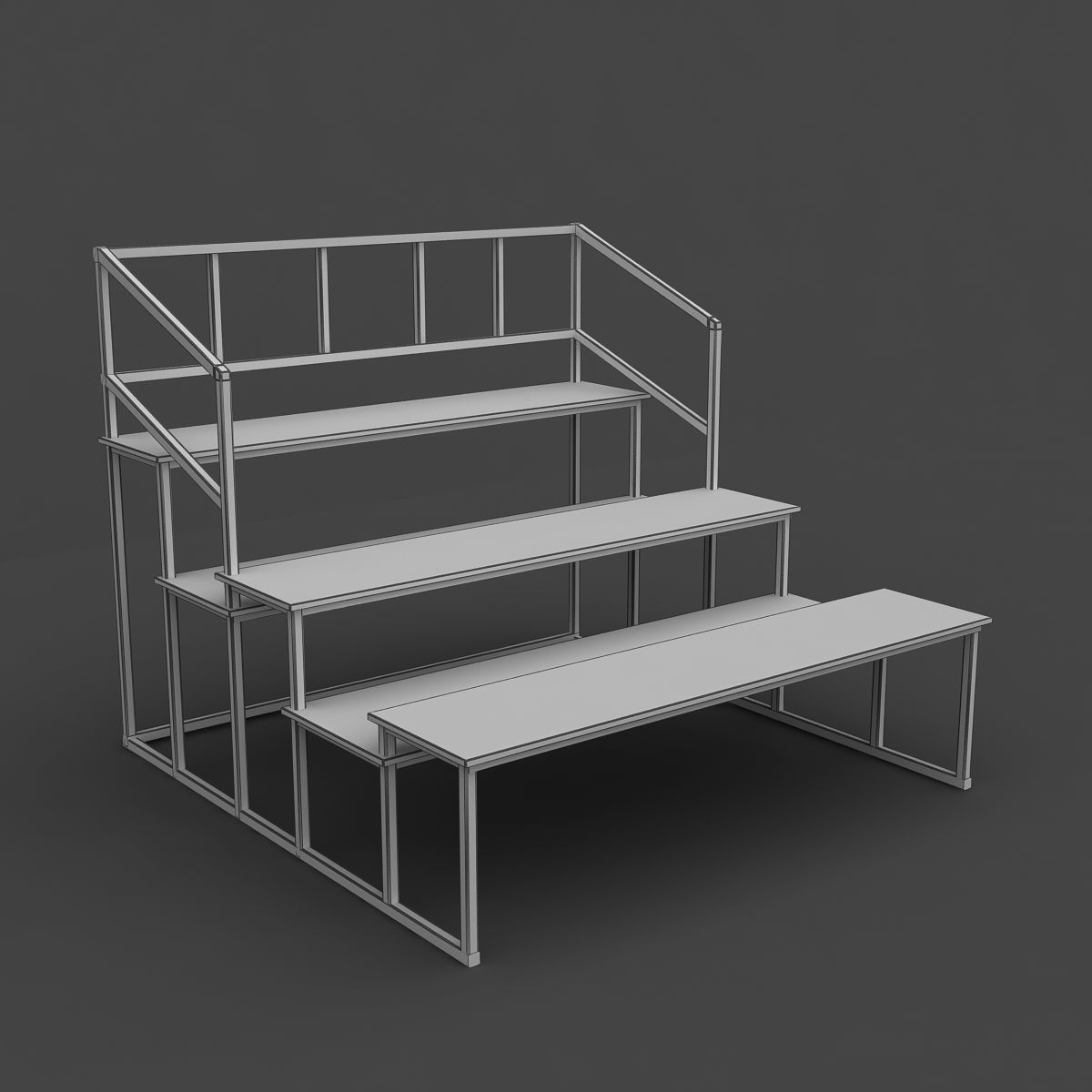 Stadium Bench 3D model_4