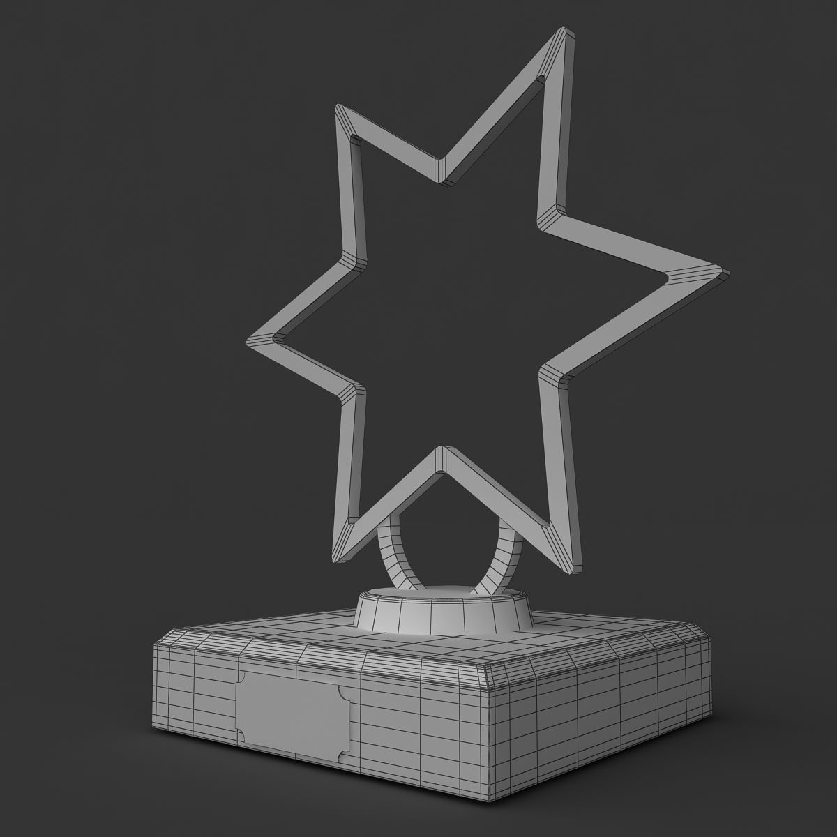 Trophy gold star award 3D model_4