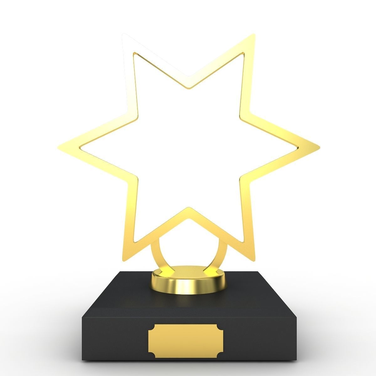 Trophy gold star award 3D model_1
