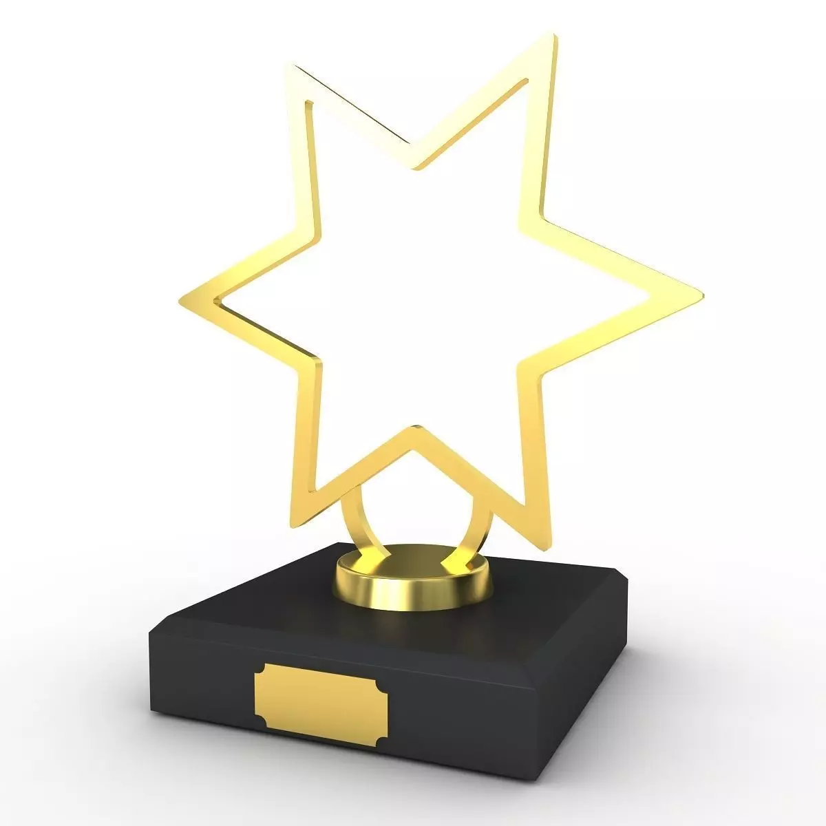 Trophy gold star award 3D model_0