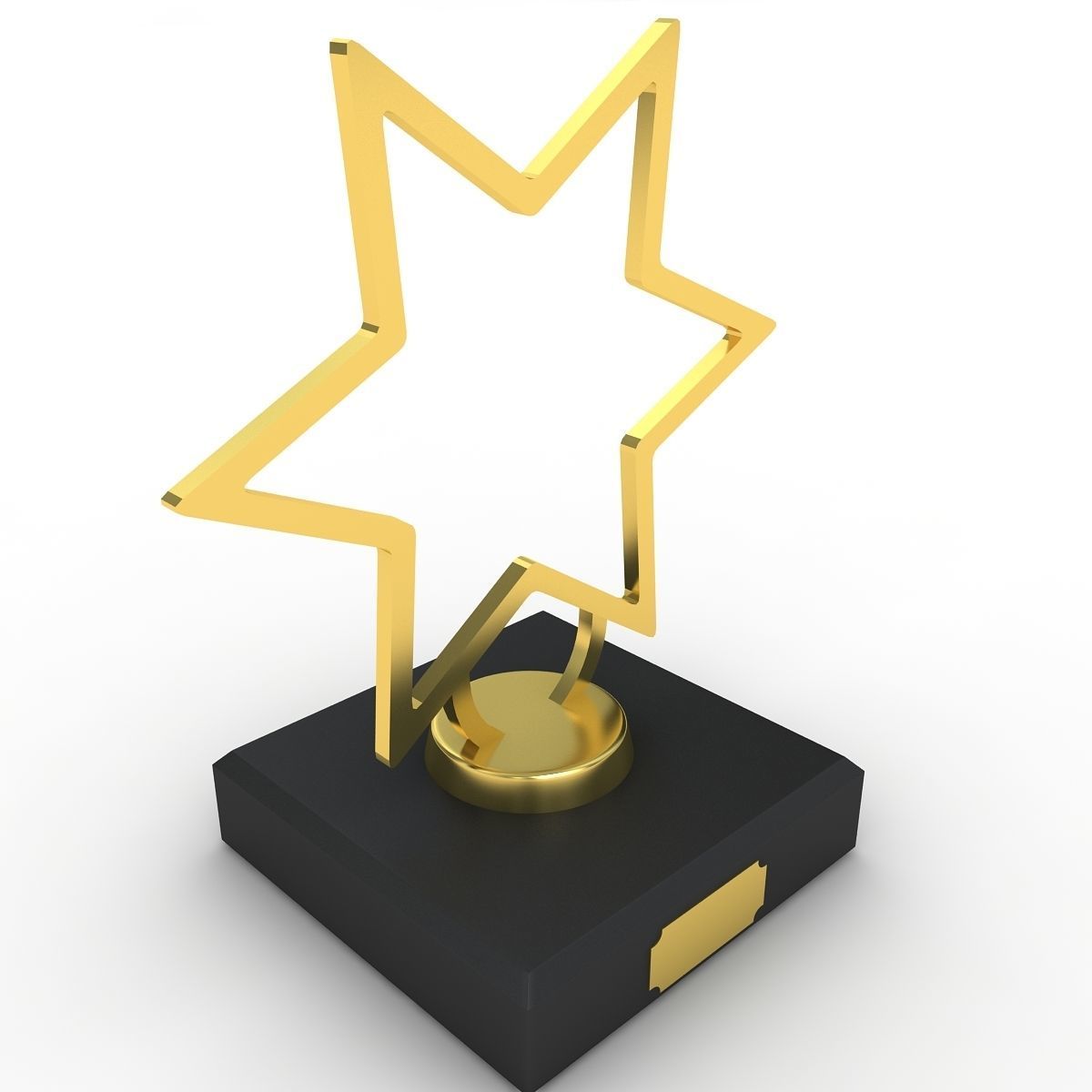 Trophy gold star award 3D model_2