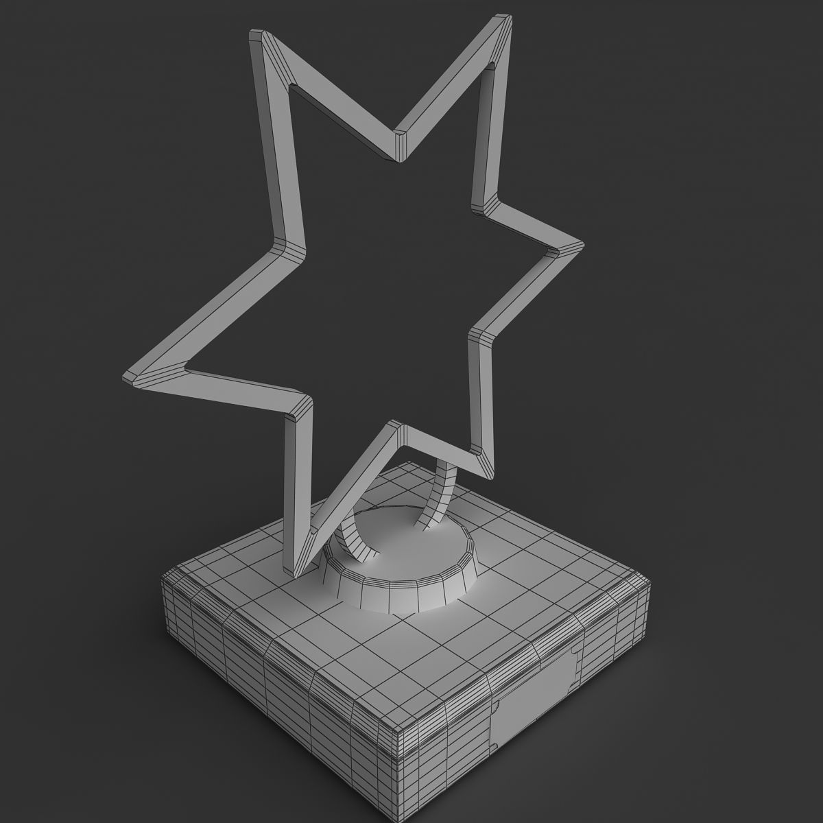 Trophy gold star award 3D model_3