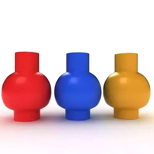 Vase 3d three different colored vases