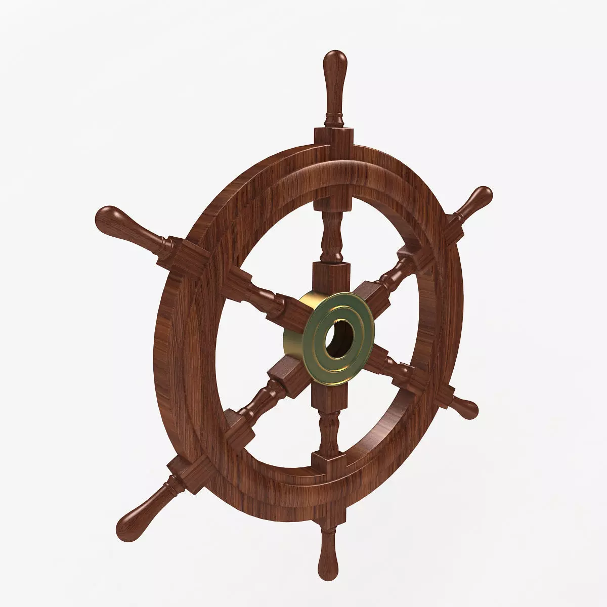 Wooden ship wheel 3D model